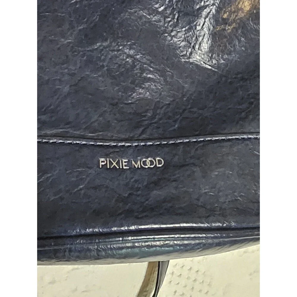 Pixie Mood Bag Textured orcrinkled vegan leather navy cord adjustable shoulder
